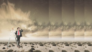 business man looking at perspectives